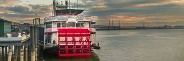 Mississippi steamboat at sunrise