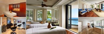 Moana Surfrider a Westin Resort, (clockwise from top left): Spa Treatment Room, Couples Suite, Relaxation Room, Jacuzzi and Salon