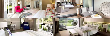 Mont Rochelle Hotel, (clockwise from top left): Pinotage Suite, Cabernet Room, Cap Classique Suite and Shiraz Room