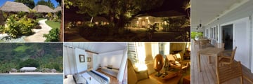 Moorea Beach Lodge, Bungalow Exteriors, Lodge Exterior at Night, Bar Veranda, Lounge, Bedroom and View of Lodge from Beach