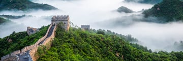 Morning mist over Teh Great Wall of China