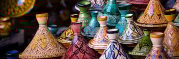 Moroccan tagines in Marrakech souk