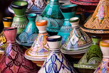 Moroccan tagines in Marrakech souk