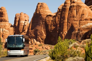 Driving through Arches National Park, Utah