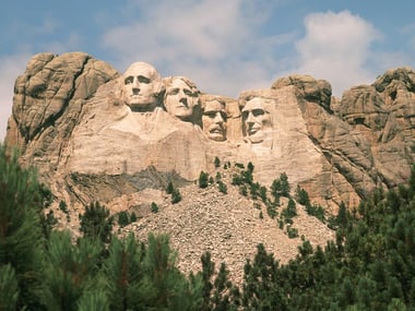 Mount Rushmore in the summer