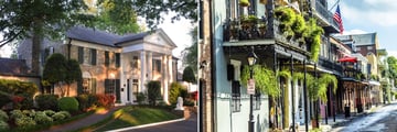 Graceland, Memphis and the French Quarter in New Orleans