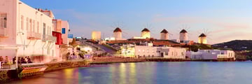 Mykonos windmills at sunset
