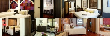 Na Nirand Romantic Boutique Resort, (clockwise from top left): Romantic Lanna Deluxe, Romantic Lanna Corner Suite, Burmese Dream and Harmonius British Indian