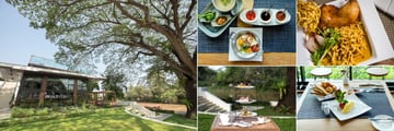 Na Nirand Romantic Boutique Resort, TIME Riverfront Cuisine & Bar Exterior, Three TIME Dishes and Afternoon Tea
