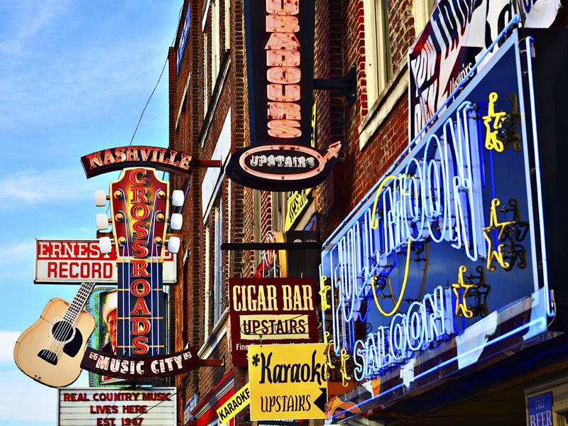 lots of bright signs at nashville broadway