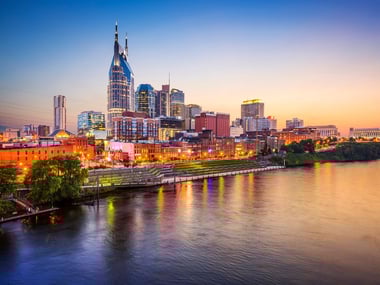 Nashville skyline at dusk