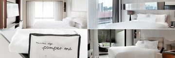 Clockwise from top left: Habitat Room, Oasis Room, Patio Room and bathroom details