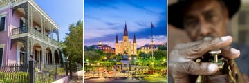 New Orleans Garden District, St. Louis Cathedral & Blues Performer