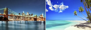 Brooklyn Bridge, New York City & Pristine Caribbean Beach