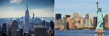 New York's Empire State Building and Statue of Liberty