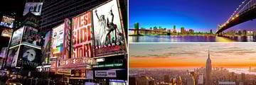 New York ; Broadway, Manhattan Panorama, Sunset over Manhatten