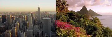 New York skyline & St Lucia landscapes at dusk