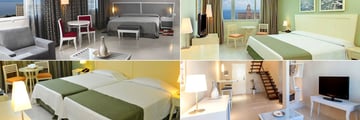 NH Capri, (clockwise from top left): Junior Suite, Standard Sea View Room, Duplex Room and Standard Room