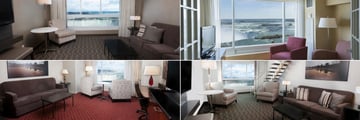 Niagara Falls Marriott Fallsview Hotel & Spa, (clockwise from top left): Fallsview Room Sitting Area, Fallsview Suite Sitting Area, Fallsview Loft Suite Sitting Area and Grand Niagra Suite Living Room