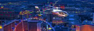 Night flight over the strip in Las Vegas