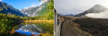 Franz Josef (left), and TranzAlpine through New Zealand (right) 