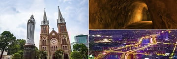 Notre Dame Cathedral, Cu Chi Tunnels & Evening cityscape, Ho Chi Minh City
