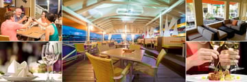 Ocean Terrace Inn, Fisherman's Wharf Restaurant Interior, Fisherman's Wharf Restaurant, The Verandah Restaurant, Dining Option and Table Setting
