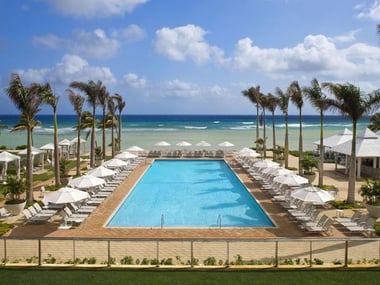 Oceanfront main pool at Hilton Rose Hall Resort & Spa