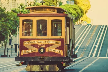Cable cars on the streets of San Francisco