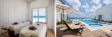 Oleo Cancun Playa Boutique Resort, Nuup Spa Treatment Room and Nuup Spa Infinity Pool and Sun Loungers