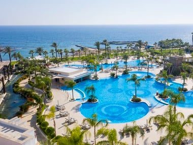 Aerial view of the pool at Olympic Lagoon Resort