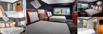 Omni Chicago Hotel, (clockwise from top left): Governors Suite, Premium Double Suite, Executive Suite, Superior Corner Suite and Deluxe Suite Bedrooms 