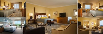 Omni Orlando Resort at Championsgate, (clockwise from top left): Premier Room, Deluxe Executive Room, Deluxe Room, Executive King Suite and Sunset Lodge Balcony King Room