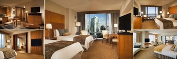 Omni San Diego Hotel, (clockwise from top left): Studio Suite, Deluxe Room, Premier Room, Jimmy Carter Suite and One Bed Suite  