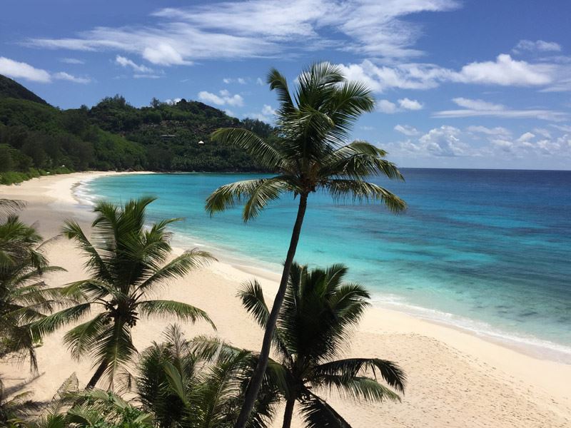 On the beach in the Seychelles