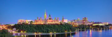 Ottawa City Skyline & River in the Evening