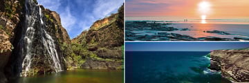 Kakadu (left), Cable Beach (top right), Broome (bottom right)