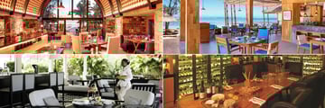 Outrigger Mauritius Beach Resort, (clockwise from top left): Mercado, Edgewater, Roubens Wine Room and The Plantation Club