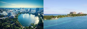 Orlando City Skyline and Paradise Island Aerial