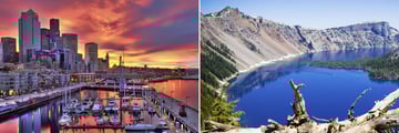 Seattle harbour and Crater Lake