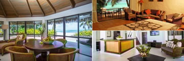 Premium Beachfront Three Bed Villa Dining, Beachfront Suite Lounge and Premium Three Bed Villa Kitchen at Pacific Resort Rarotonga
