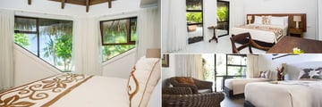 Premium Beachfront Three Bed Villa third Bedroom, Premium Three Bed Villa Master Bedroom and Premium Family Room at Pacific Resort Rarotonga