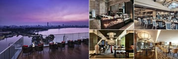 Pan Pacific Hanoi, (clockwise from left): The Summit Terrace, Pastry Corner, Pacifica Restaurant, Ming Restaurant and Song Hong Bar