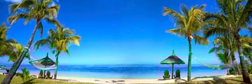 A panorama of a beach in Mauritius