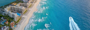 Panoramic aerial view of Cancun