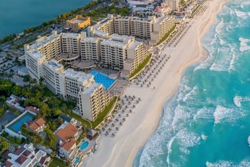 Panoramic aerial view of Cancun