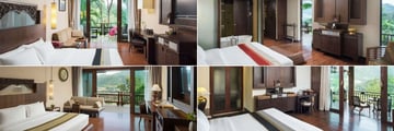 Panviman Resort Chiang Mai, (clockwise from top left): Valley Deluxe, High Mountain Deluxe, Jacuzzi Villa and Sky Mountain Deluxe