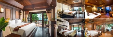 Panviman Resort Koh Phangan, (clockwise from left): Superior Hotel Room, Deluxe Hotel Room, Family Cottage, Deluxe Cottage and Pool Villa