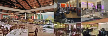 Paradisus Varadero, (clockwise from left): Ara Buffet Restaurant, Fuego Restaurant, Bella Mar Restaurant, Lobby Bar and Bana Oriental Restaurant