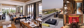 Park Hyatt Abu Dhabi Hotel & Villas, (clockwise from left): Beach House Restaurant, Beach House Rooftop Bar, The Cafe, The Park Bar and Grill